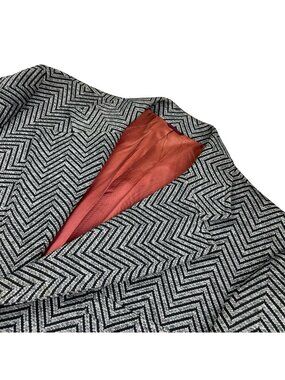 VTG Carson Pirie Scott Men's 100% Wool 2-Button Blazer Gray/Black Chevron • 40S